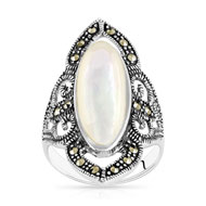 Bague argent 925 marcassites nacre