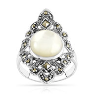 Bague argent 925 marcassites nacre