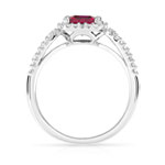 925 silver ring with imitation rubies and zirconias - view 2