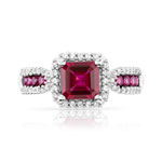 925 silver ring with imitation rubies and zirconias - view 3