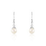 925 silver earrings with Chinese cultured pearl pendants - view D1