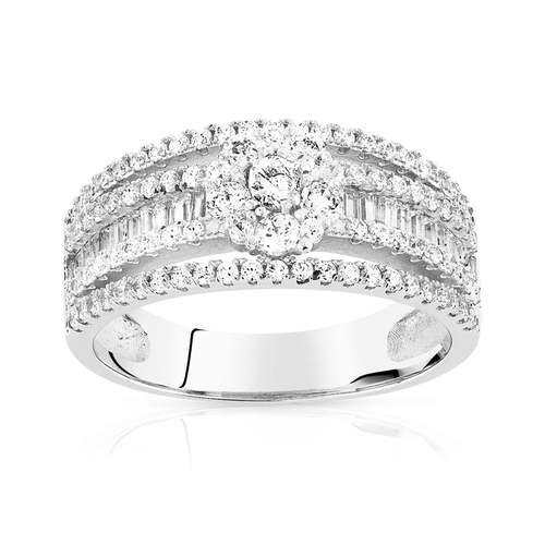 Bague argent 925 fleur zirconias