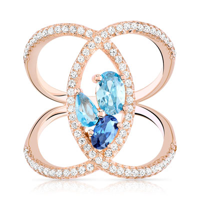 Bague argent 925 rosé zirconia - vue V3