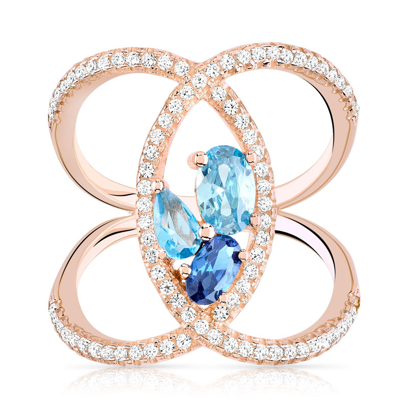 Bague argent 925 rosé zirconia - vue V3