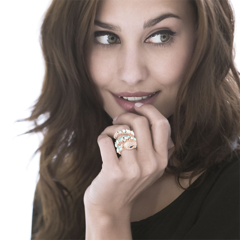 Bague argent 925 rosé zirconia - vue Vporté 1