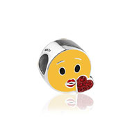 Charm's argent 925 laque et pierres imitation motif smiley