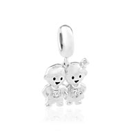 Charm's argent 925 zirconias et laque duo d'enfants