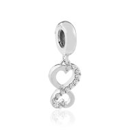 Charm's argent 925 zirconia coeurs unis
