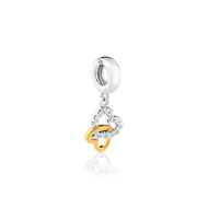 Charm's argent 925 zirconia coeurs entrelacés