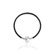 Bracelet argent 925 cordon cuir noir