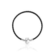 Bracelet argent 925 cordon cuir noir
