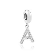 Charm's argent zirconia alphabet lettre A