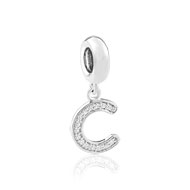 Charm's argent zirconia alphabet lettre C