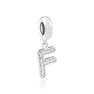 Charm's argent zirconia alphabet lettre F