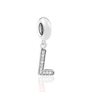 Charm's argent zirconia alphabet lettre L