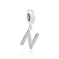 Charm's argent zirconia alphabet lettre N