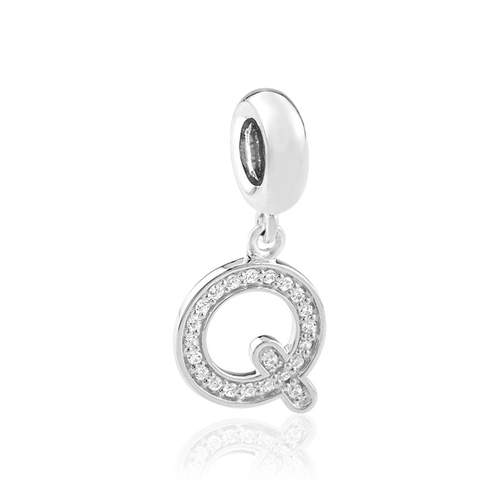 Charm's argent zirconia alphabet lettre Q