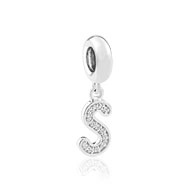 Charm's argent zirconia alphabet lettre S