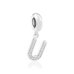 Charm's argent zirconia alphabet lettre U - vue 1
