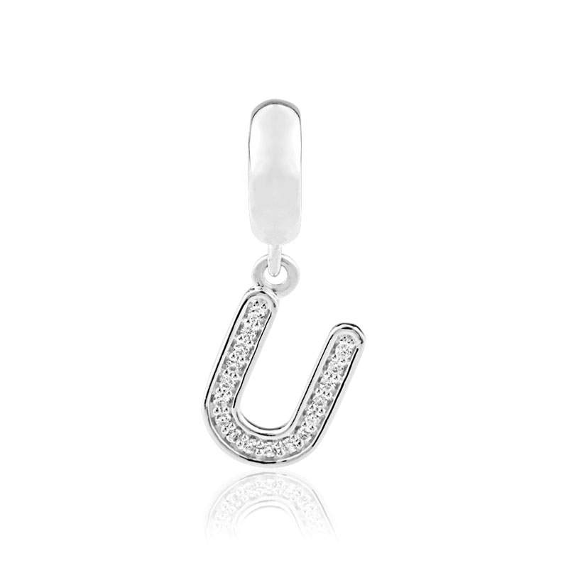Charm's argent zirconia alphabet lettre U - vue D1