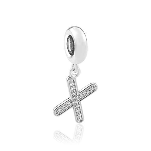 Charm's argent zirconia alphabet lettre X