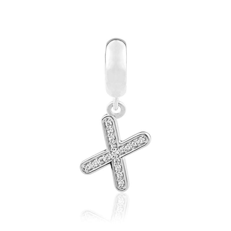 Charm's argent zirconia alphabet lettre X - vue D1