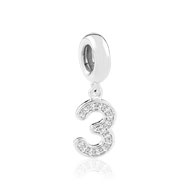 Charm's argent zirconia chiffre 3