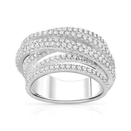 Bague argent 925 entrelacée zirconias