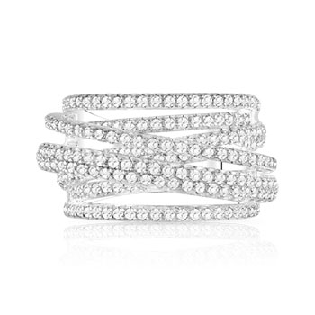 925 silver ring interlaced with zirconias