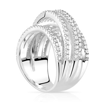 925 silver ring interlaced with zirconias