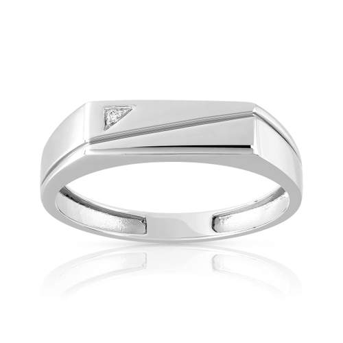 Chevalière argent 925 rectangulaire diamant