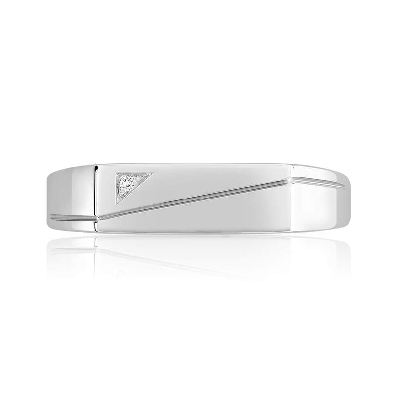 Chevalière argent 925 rectangulaire diamant - vue 3