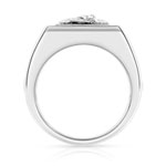 Chevalière argent 925 rectangulaire aigle diamant - vue 2