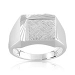 Chevalière argent 925 diamanté rectangulaire - vue 1