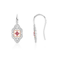 Boucles d'oreilles argent 2 tons rubis imitation z