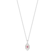Collier argent 2 tons rubis imitation zirconias