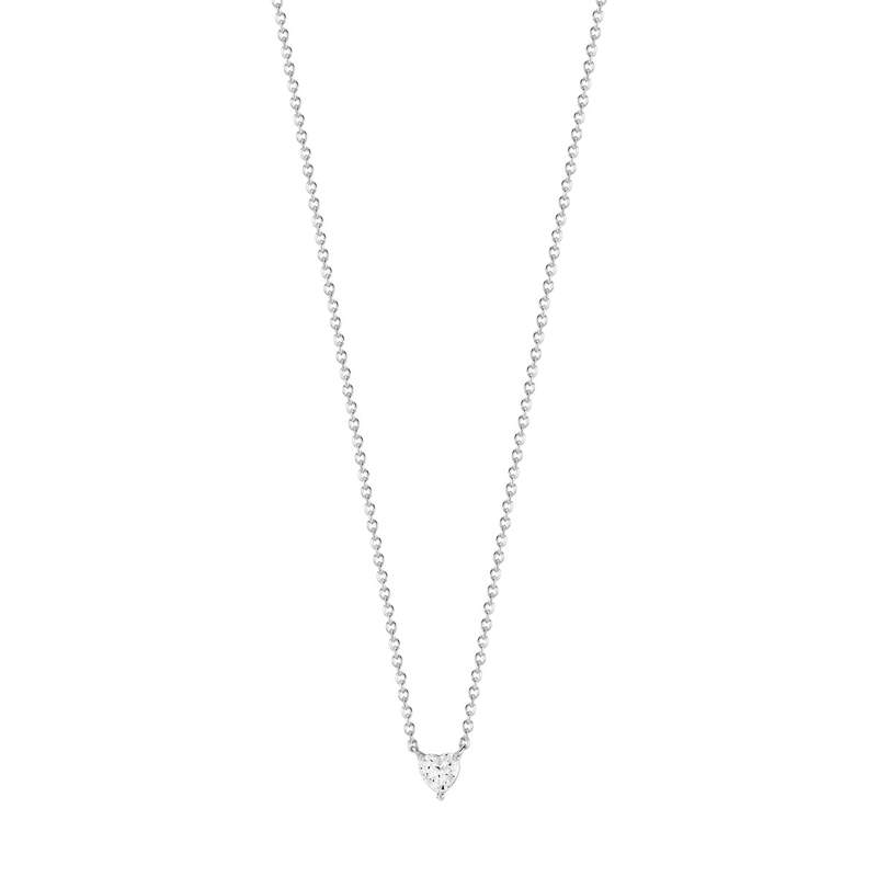 Collier argent 925 coeur zirconia 45 cm - vue 1