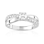 Bague argent 925 croisée zirconias - vue 1