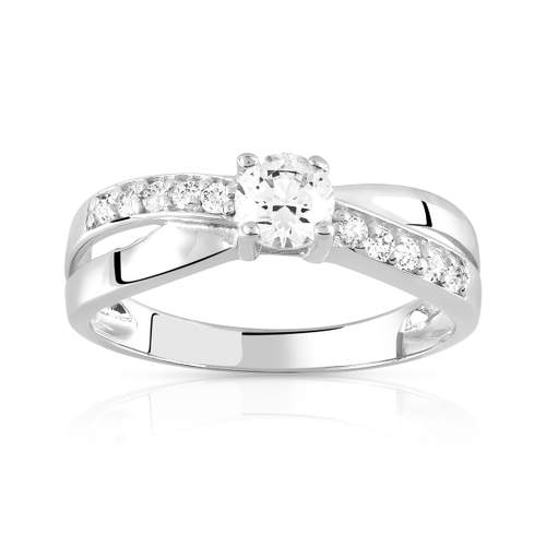 Bague argent 925 croisée zirconias