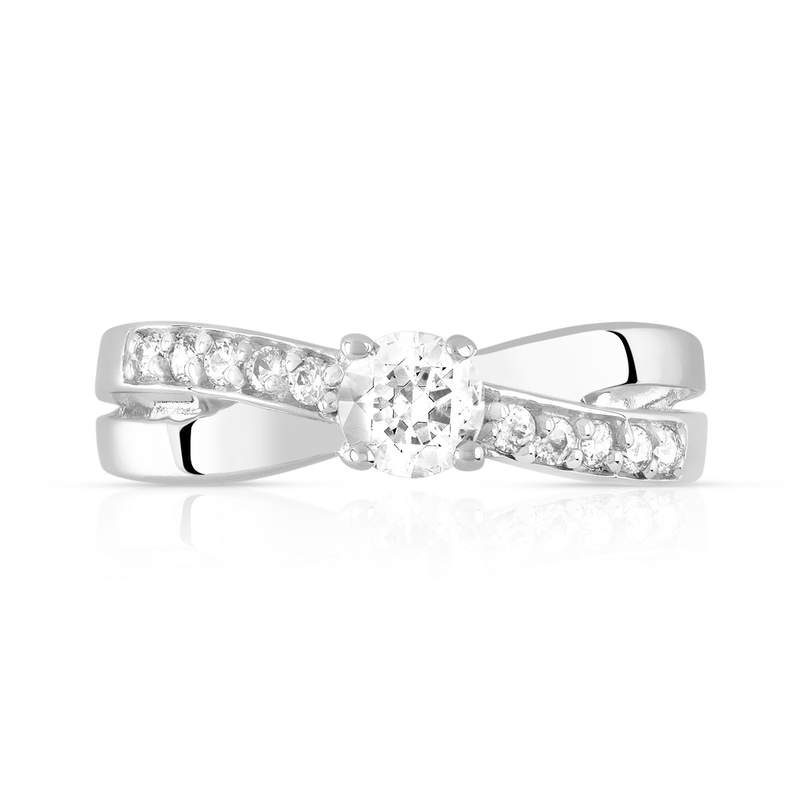 Bague argent 925 croisée zirconias - vue 3