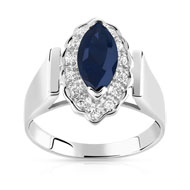 Bague argent 925 spinelle bleue