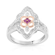 Bague argent 925 2 tons rubis imitation zirconia