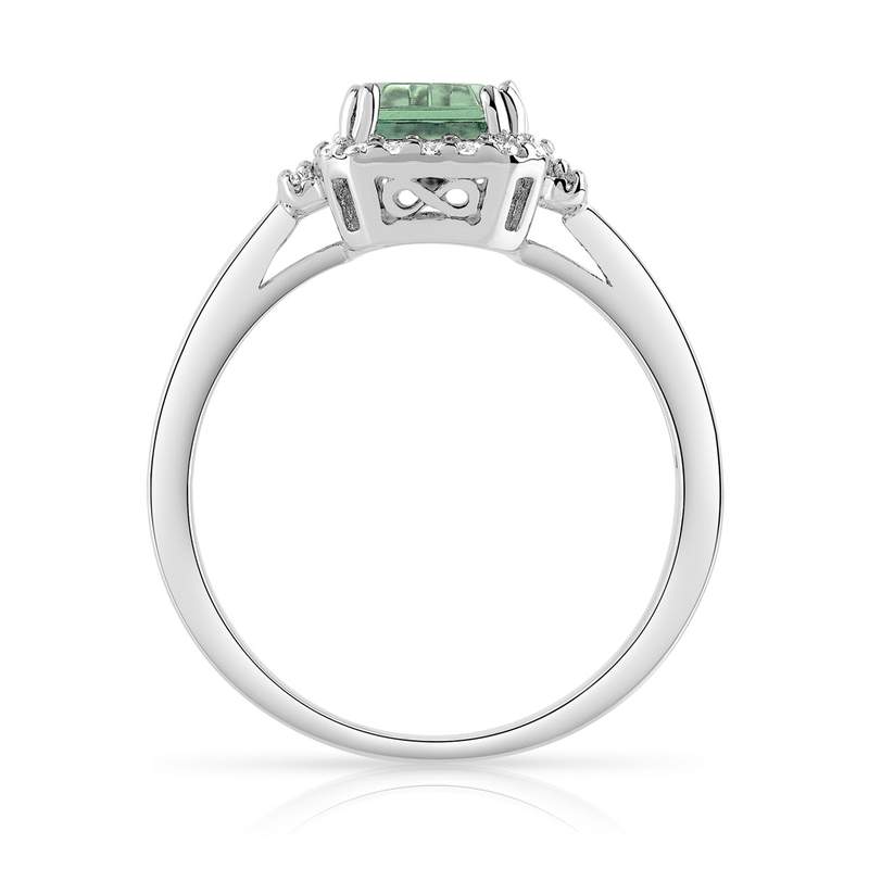 Bague argent 925 rectangulaire quartz imitation et zirconias - vue 2