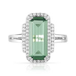 Bague argent 925 rectangulaire quartz imitation et zirconias - vue 3