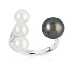 Bague argent 925 perle de culture de tahiti et chine - vue 1