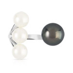 Bague argent 925 perle de culture de tahiti et chine - vue 3