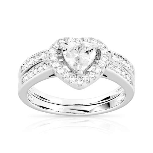 Duo alliance demi-tour solitaire argent 925 zirconias
