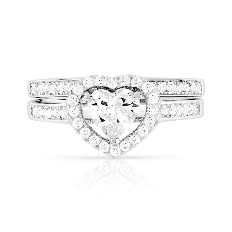 Duo alliance demi-tour solitaire argent 925 zirconias - vue 3