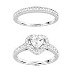 Duo alliance demi-tour solitaire argent 925 zirconias - vue D1