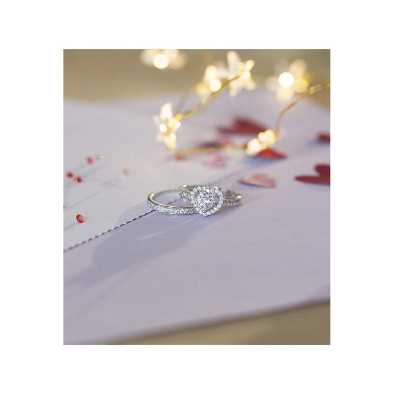 Duo alliance demi-tour solitaire argent 925 zirconias - vue D2